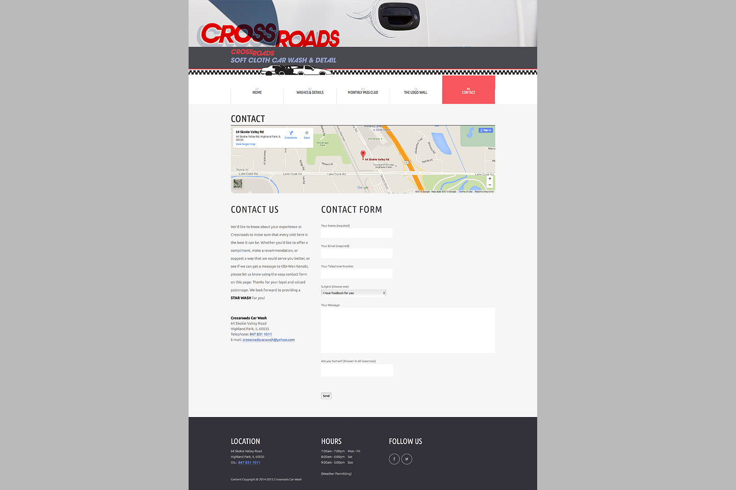 crossroads car wash responsive web design contact page by 4d inc
