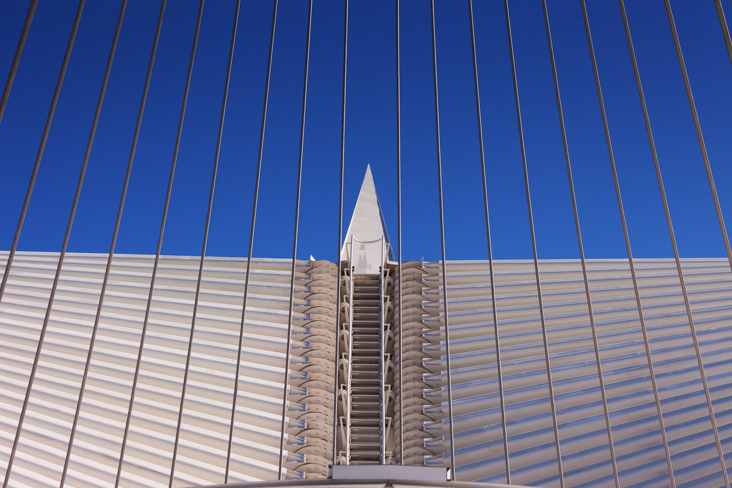 exterior mechanical fins shade the main gallery space at the Milwaukee Art Museum, designed by Santiago Calatrava, photographed by Jacob Rosenfeld