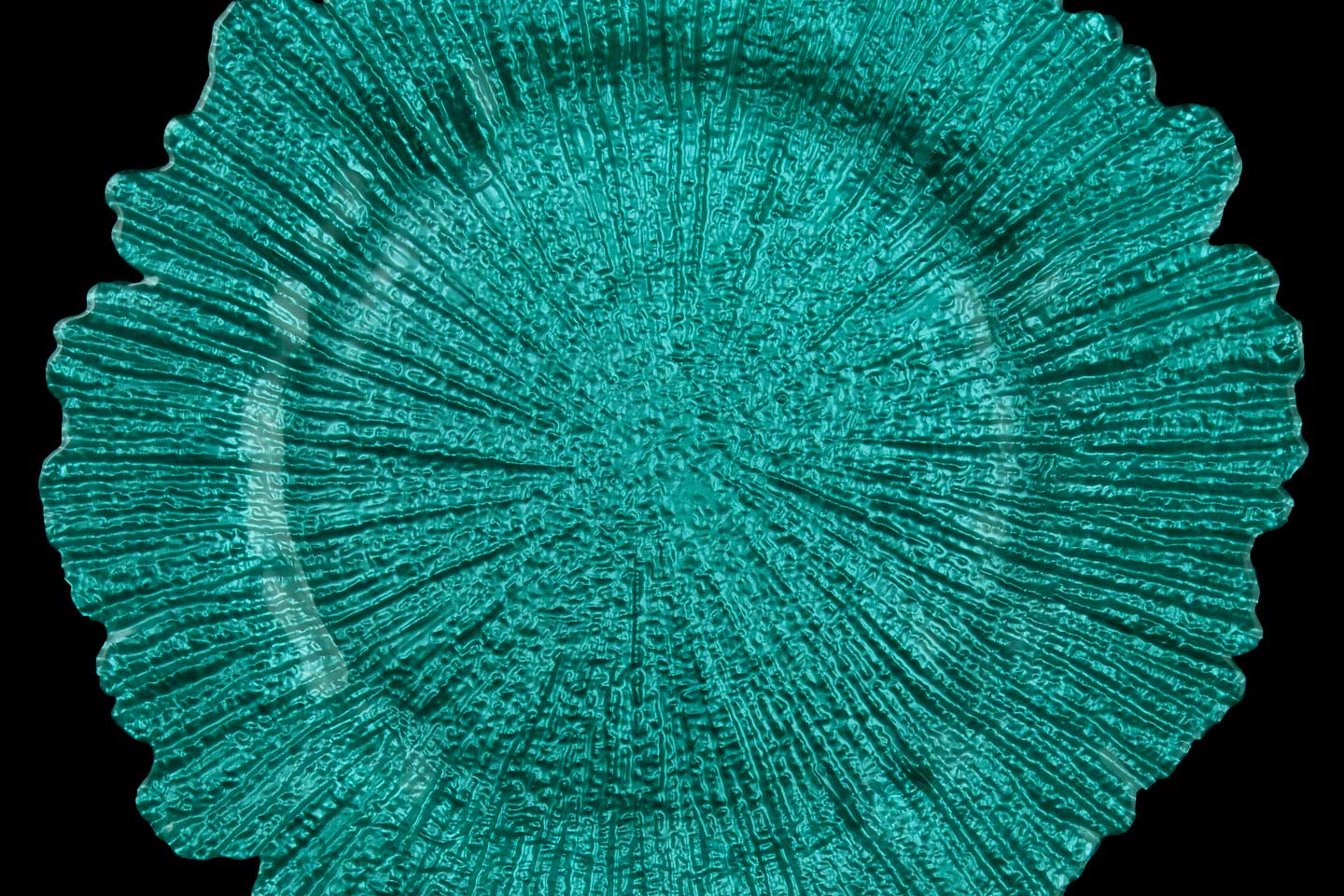 the turquoise sea sponge charger plate from mandarin orange trading company, photographed by Jacob Rosenfeld